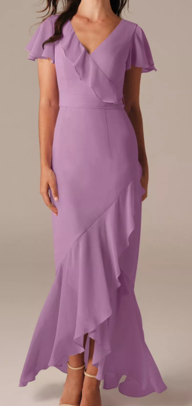 AW BRIDAL SZ 4 s orchid mist purple chiffon Celia bridesmaid maxi dress NEW B31